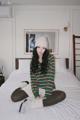 Tree Stripe V-neck Long Sleeve Knitwear