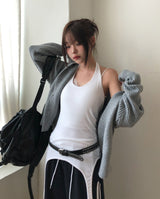 Sein High Neck Hood Knit Cardigan