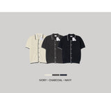 Look オールデイスカシリネンカラーブロックカラーショートスリーブニットカーディガン