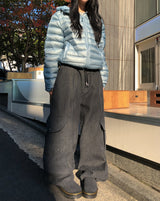 コイカットブラッシュドデニムカーゴパンツ