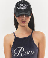 Vintage Scratched Washing  Two-tone Cap Black
