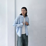Crinkled Striped Oversized Shirt