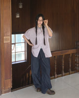 Caper Linen Oversized Fit Checkered Shirt