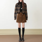Brown Suede-Touch A-Line Pocket Skirt