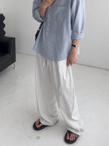 LNワイドレッグ リネン ドローストリング バンディング パンツ(4C)