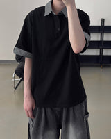 Levin Roll-Up Collar Henley Short Sleeve