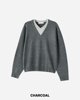 Inset Layered V-neck Knit