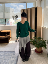 Vネック ルーズ ニット トップ