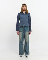 Ribbed Slim Zip-up _ BLUE
