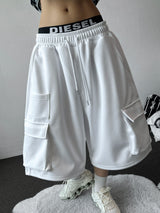 Swan Stripe Letter Patch Hooded Sleeveless Top 3color