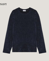 (UNISEX) ベロア リブド ラウンド ロングスリーブ