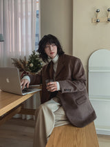 Line wool loose fit blazer