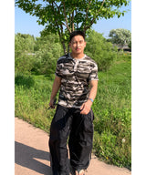 Camo Waffle Henley Neck Muscle Fit T-shirt