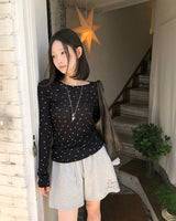 [ORIGINAL] Dot See-through Layered Long-Sleeve T-shirt