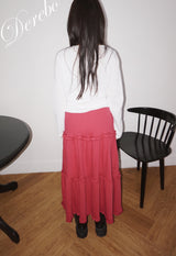 cotton frill bendable long skirt