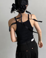 サテンストラップシュシュ (BLACK)