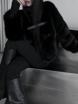 black buckle fur jacket