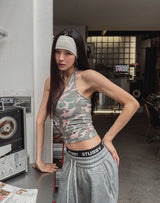 Nutty Military Halterneck Crop Sleeveless