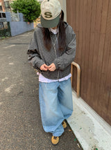 二ヒンウォッシングデニムワイドパンツ