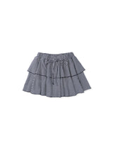 Fluffy double skirt_stripe black