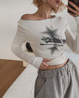 Medus cutting boat neck long sleeve