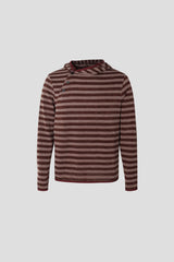 Diagonal button knit hoodie