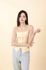 ボタンノースリーブトップス Yellow