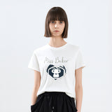 ハートバイカーパッチTシャツ ホワイト / ネイビー