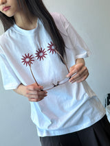 Three Sun Tattoo Lettering Oversized T-Shirt 3color
