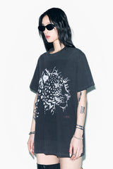 CHEETAH GRAPHIC OVERSIZED T-SHIRT CHARCOAL