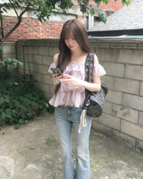 ローライズ フリンジ ブーツカット パンツ