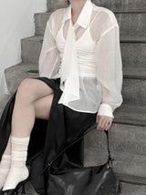 Revon Crack Leather Long Skirt