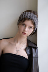 Wool blend knit ear warmer and hairband (Brown grey)