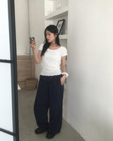 Delk Lace punching Puff Short Sleeve T-Shirt