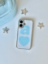 BLUE DOTTY LOVE WHITE Silver Epoxy Case