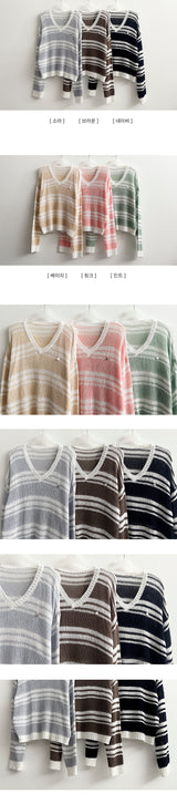 OMON Badge Dangara Boucle V-Neck Long Sleeve Knit
