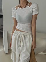Sonya Whole Slit Layered Short Sleeve T-shirt