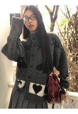 ラブリーハーフタートルネックシックボタンカーディガン