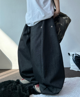 SNAP DENIM BALLOON LONG PANTS 💙🖤2COLOR