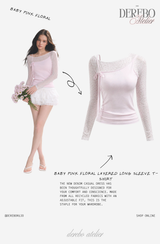 Baby Pink Floral Layered Long Sleeve T-Shirt