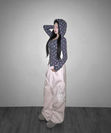 flower slim hood zip up (2colors)