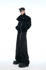 Double-Waist Layered Wide-Leg Trousers