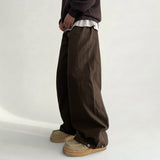 Cree Hem Snap Side Pintuck Slit Cotton Wide Pants