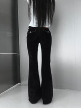 velvet stud bootcut pants