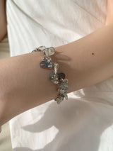silver spiral@water drop bracelet