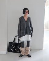 Mohair wool knitwear oversized-fit cardigan