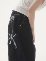 Pellid handle bermuda denim pants -1C