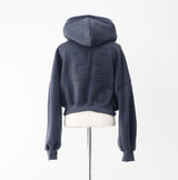Diction embroidery sheepskin crop overhoodie