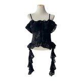 Lace Frill Two-Way Built-In Bra Sleeveless Top