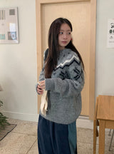 ベルヒヘアリーノルディックオーバーラウンドニット